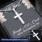 Personalized Stainless Steel Cross Necklace w/ MC