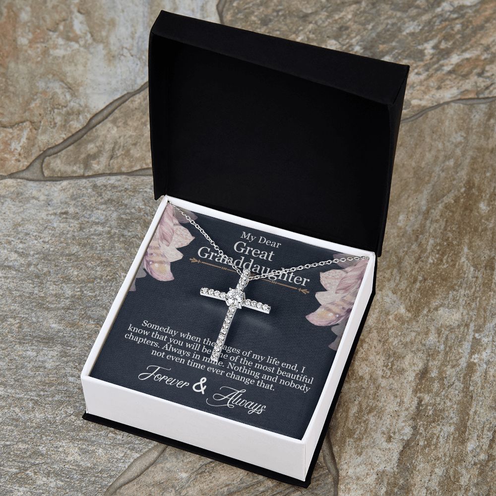 To My Grand Daughter CZ Cross Necklace
