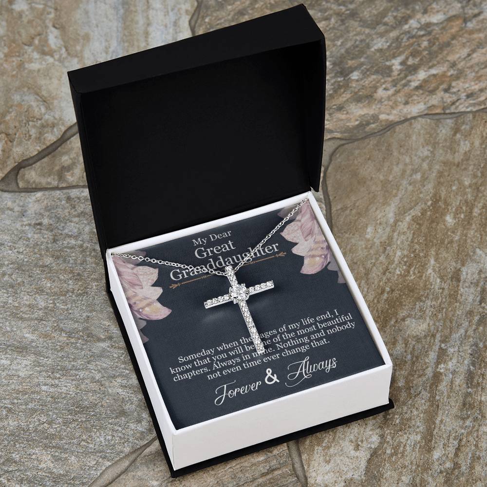 To My Grand Daughter CZ Cross Necklace