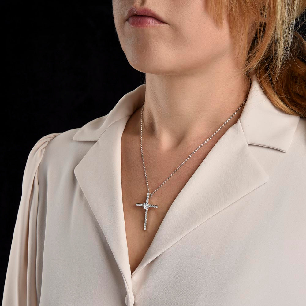 To My Grand Daughter CZ Cross Necklace