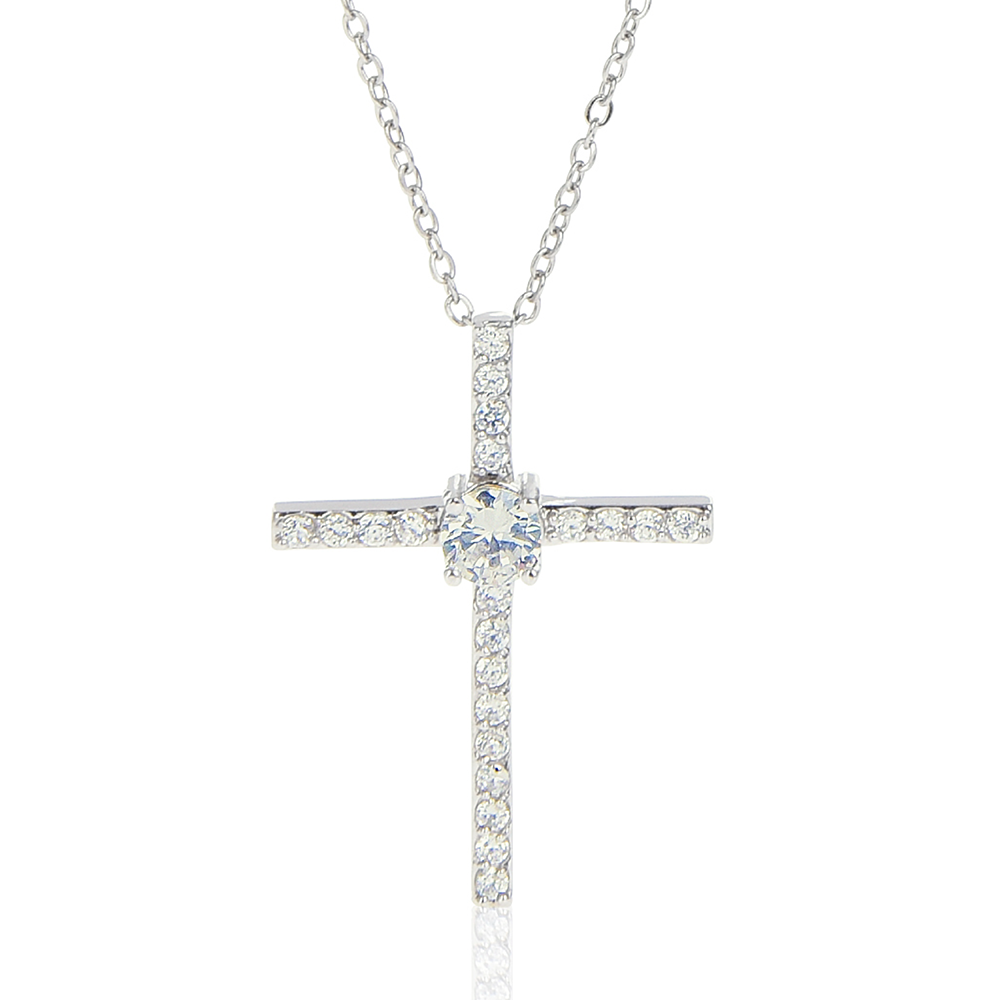 To My Grand Daughter CZ Cross Necklace