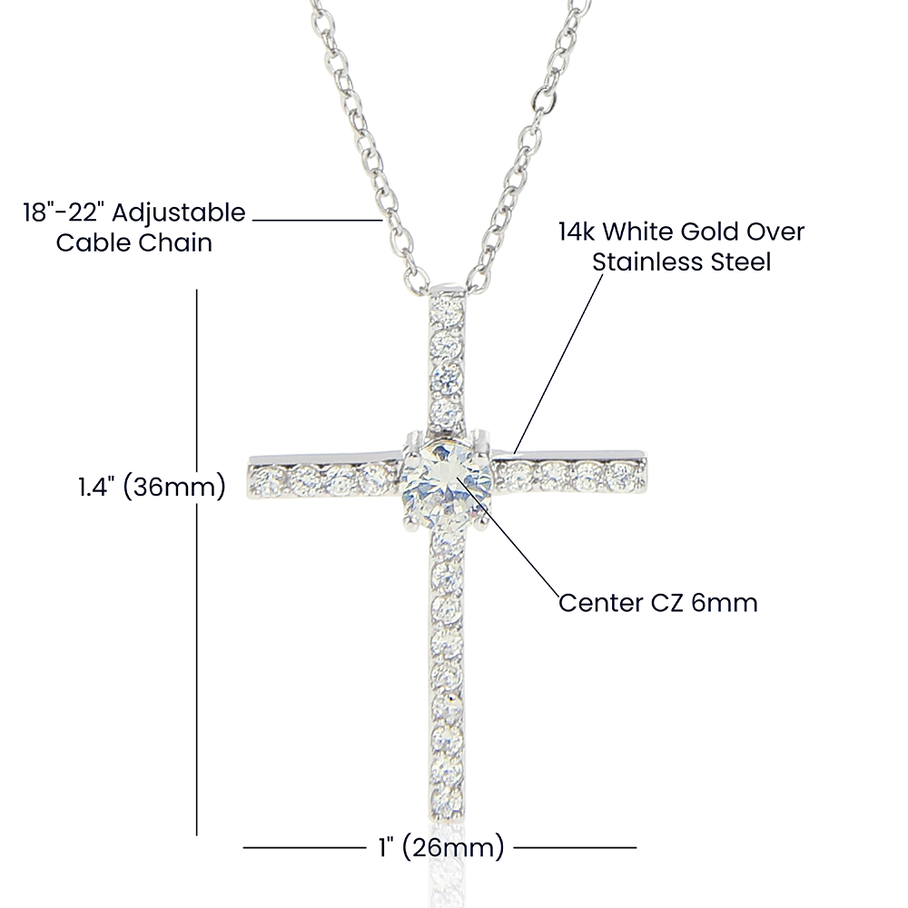 To My Grand Daughter CZ Cross Necklace