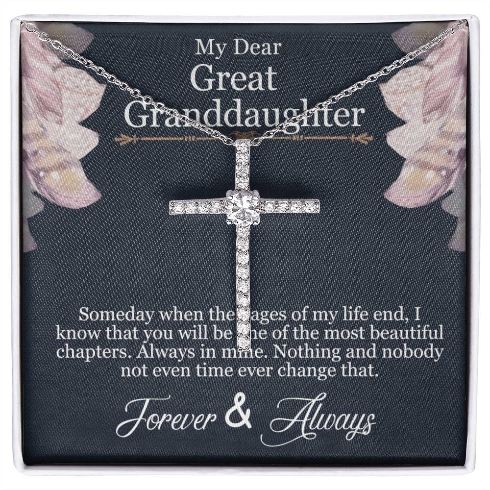 To My Grand Daughter CZ Cross Necklace