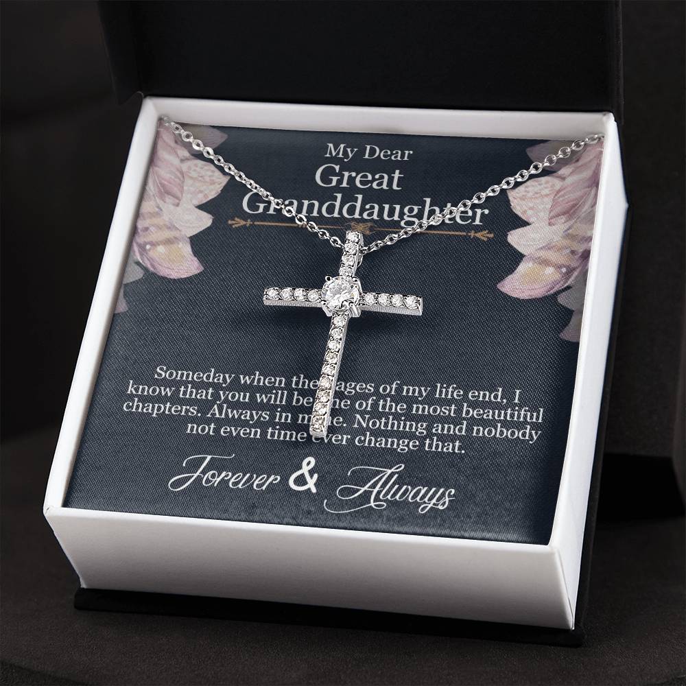 To My Grand Daughter CZ Cross Necklace