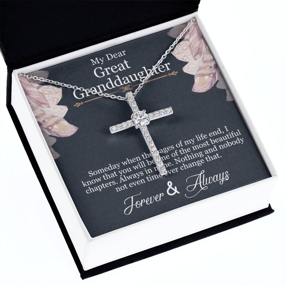 To My Grand Daughter CZ Cross Necklace