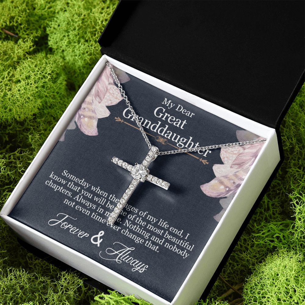 To My Grand Daughter CZ Cross Necklace