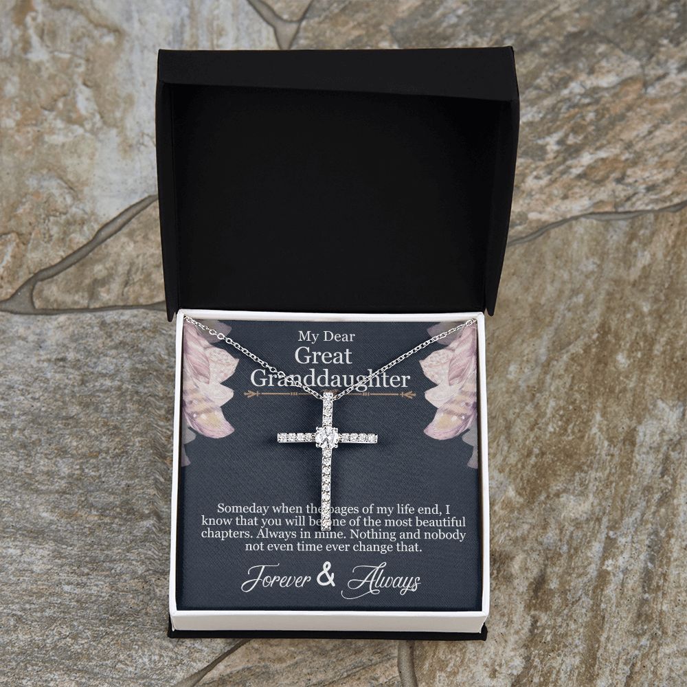 To My Grand Daughter CZ Cross Necklace