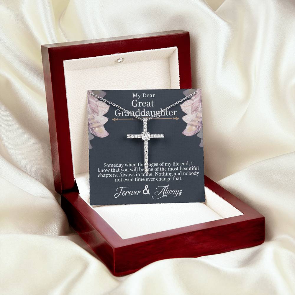 To My Grand Daughter CZ Cross Necklace