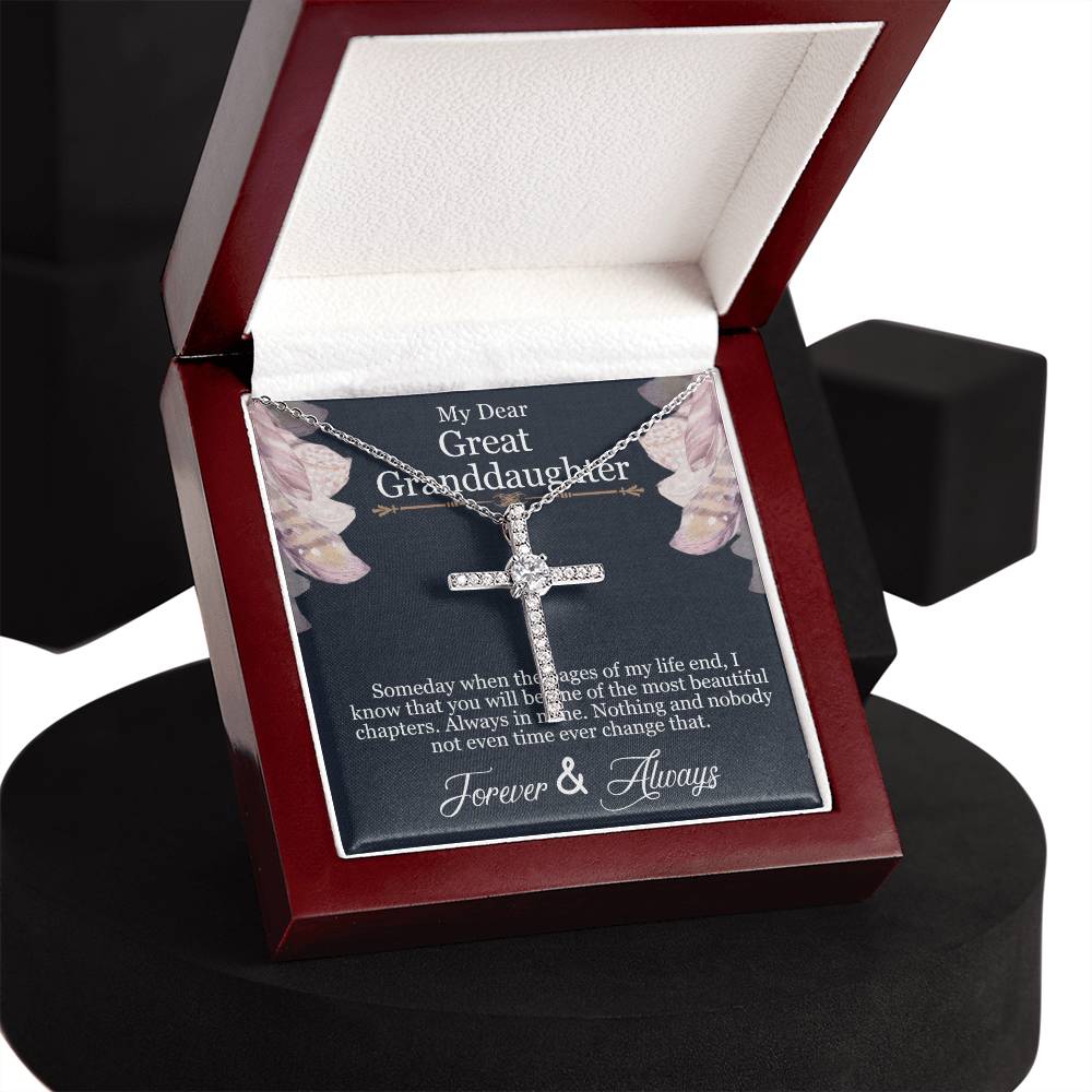 To My Grand Daughter CZ Cross Necklace