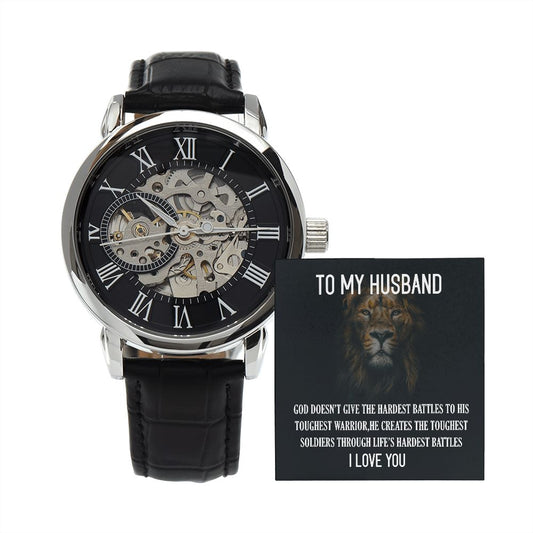 To My Husband Men's Openwork Watch + MC