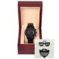 To My Bad Ass Bearded Hubby Black Chronograph Watch + MC (No Engraving)