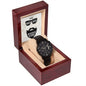 To My Bad Ass Bearded Hubby Black Chronograph Watch + MC (No Engraving)
