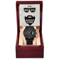 To My Bad Ass Bearded Hubby Black Chronograph Watch + MC (No Engraving)