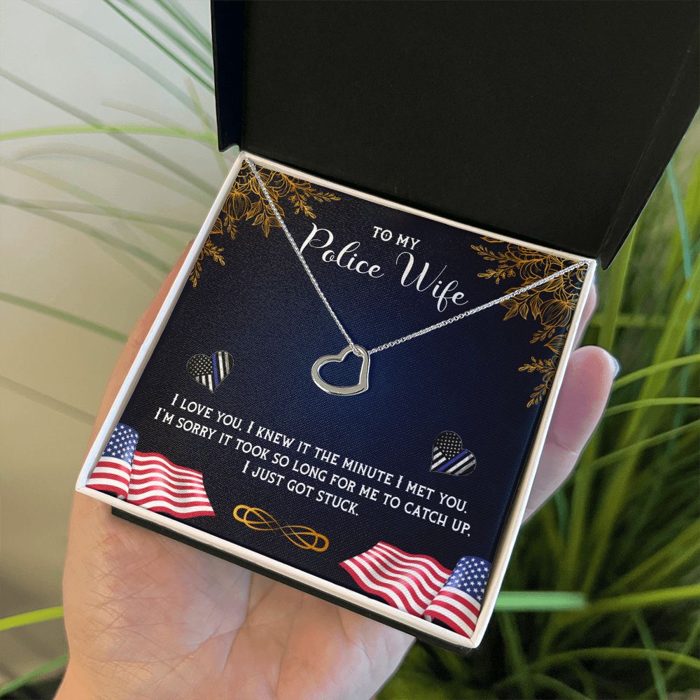 To My Police Wife Delicate Heart Necklace