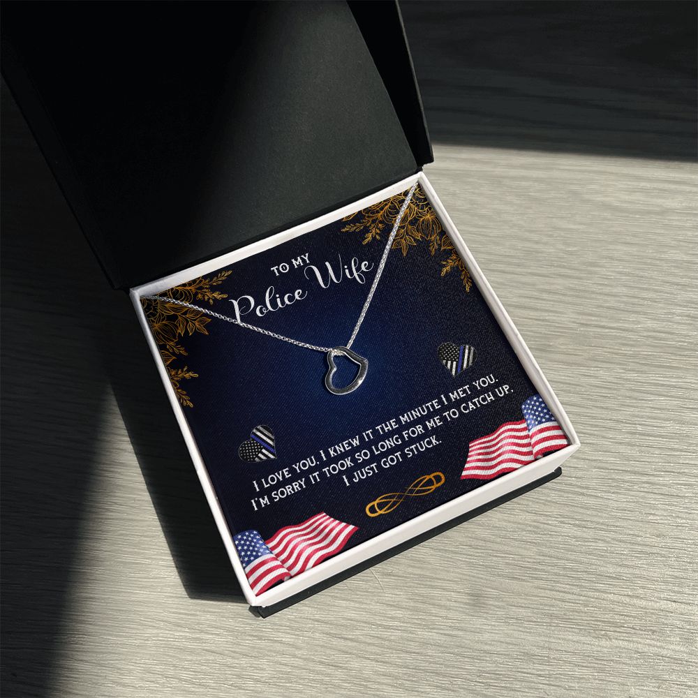 To My Police Wife Delicate Heart Necklace