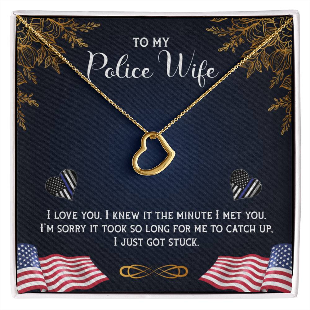 To My Police Wife Delicate Heart Necklace