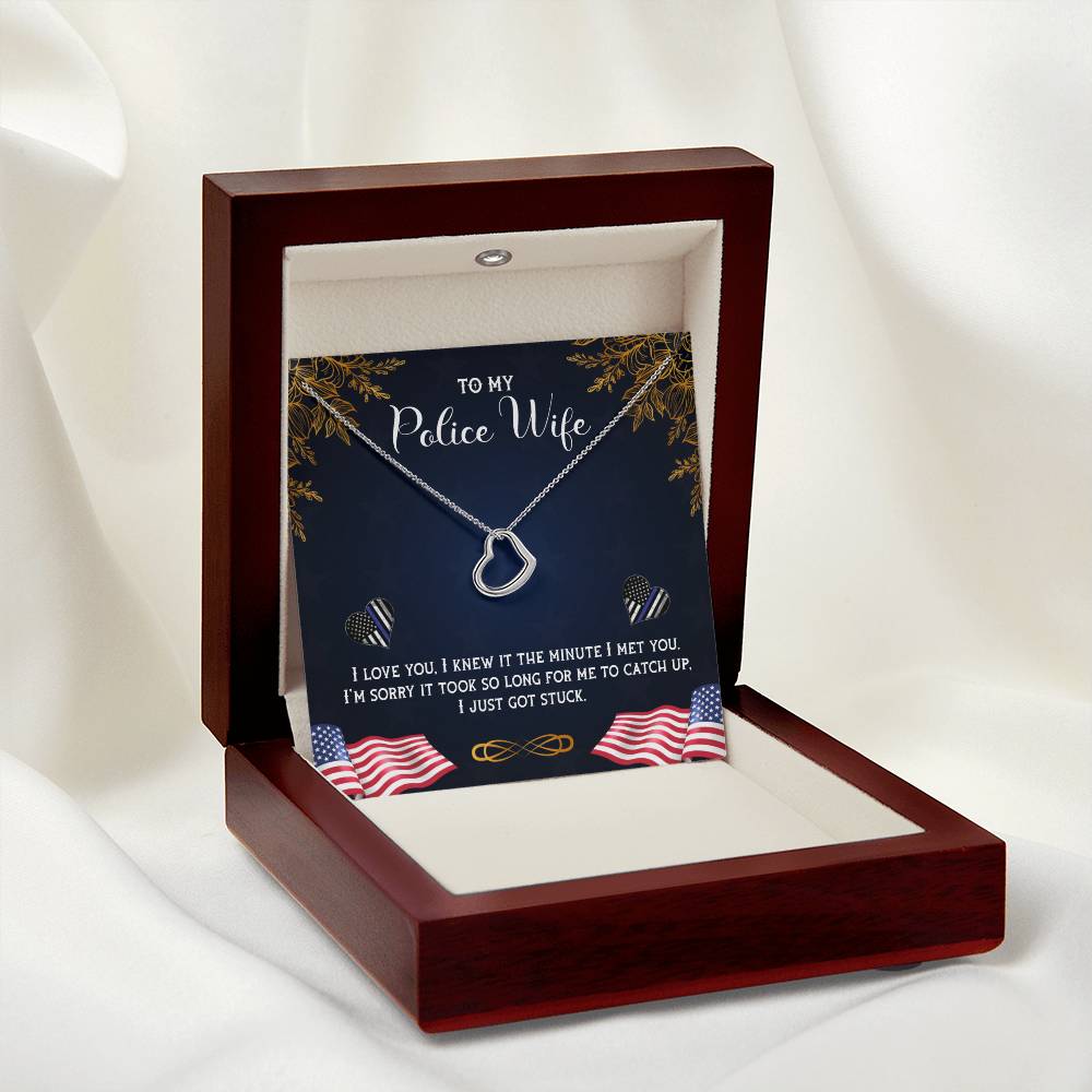 To My Police Wife Delicate Heart Necklace