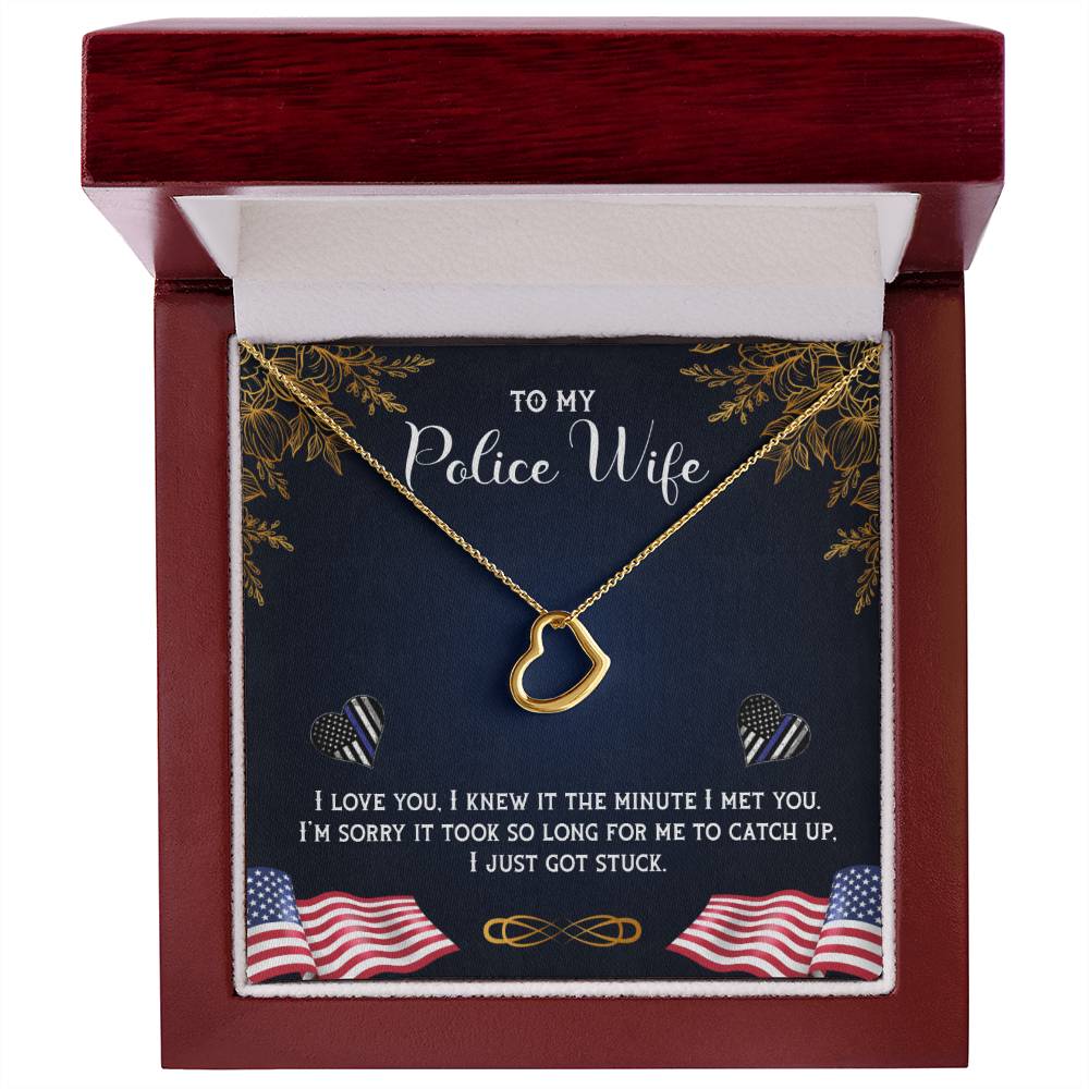 To My Police Wife Delicate Heart Necklace