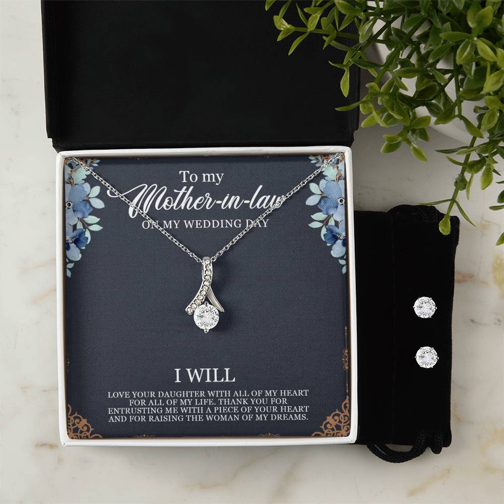 To My Mother In Law Alluring Beauty + Clear CZ Earrings