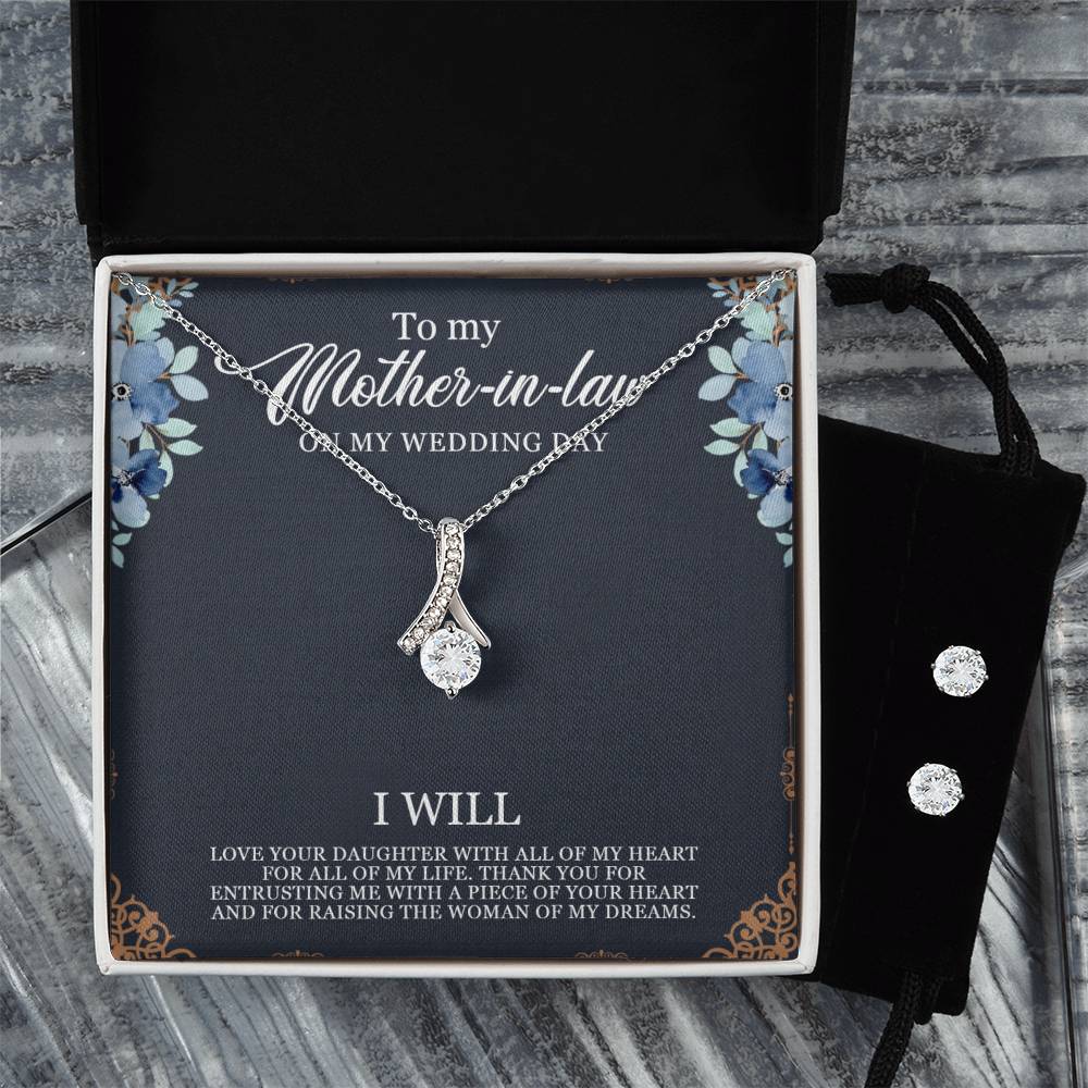 To My Mother In Law Alluring Beauty + Clear CZ Earrings