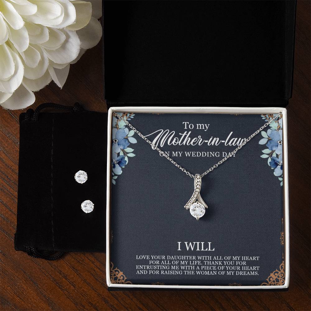 To My Mother In Law Alluring Beauty + Clear CZ Earrings