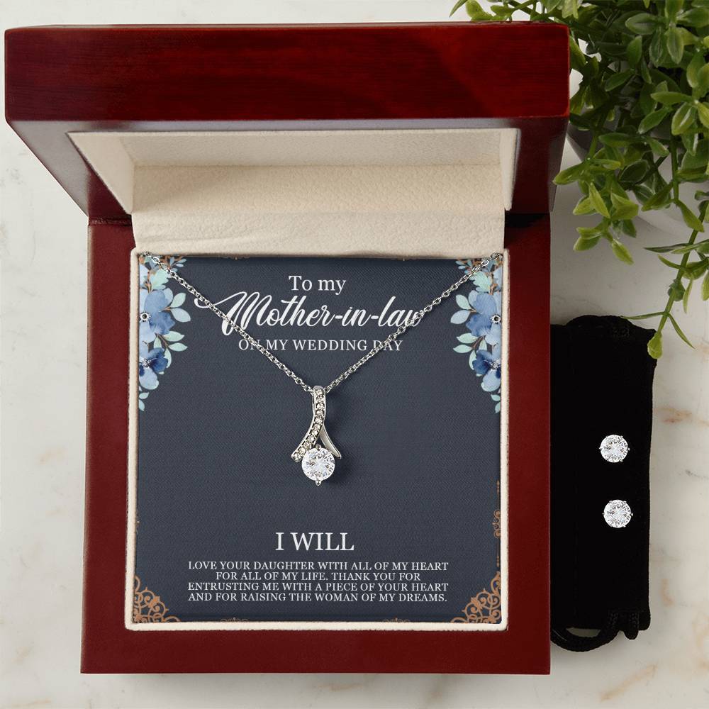 To My Mother In Law Alluring Beauty + Clear CZ Earrings