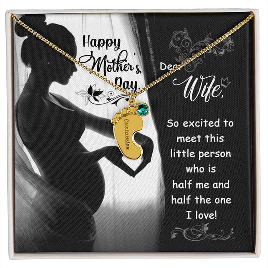 Happy Mother's Day Engraved Baby Feet With Birthstones