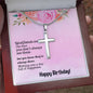 To My Friend Happy Birthday Stainless Cross Necklace w/ MC