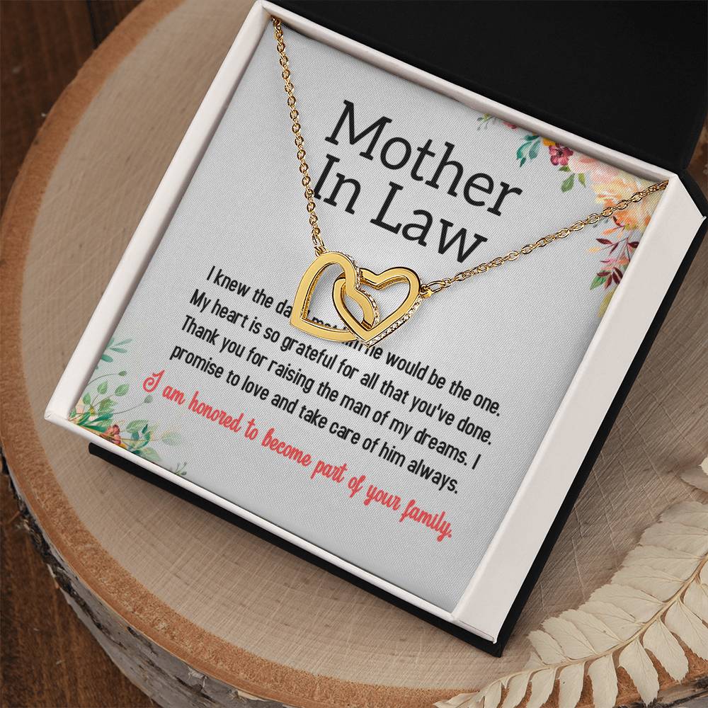 Mother In Law Interlocking Hearts Necklace (Yellow & White Gold Variants)