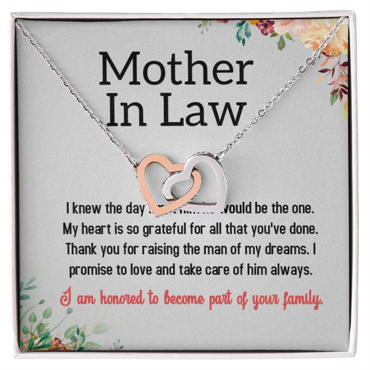 Mother In Law Interlocking Hearts Necklace (Yellow & White Gold Variants)