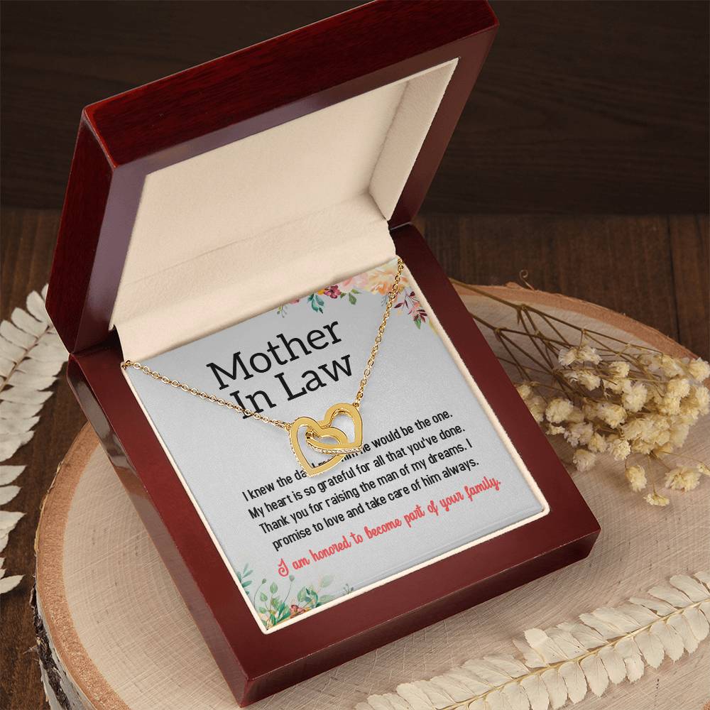 Mother In Law Interlocking Hearts Necklace (Yellow & White Gold Variants)